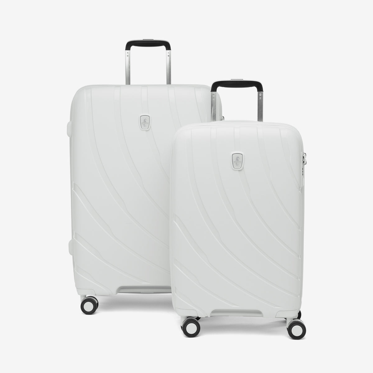 Expandable Hardside Spinner Set Shell White Lightweight Luggage