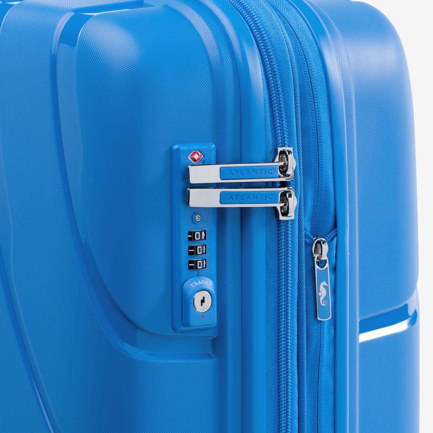 Atlantic 2 PC Luggage Set Carry On Convertible Medium to Large Checked EXP Hardside Spinners Ocean Blue