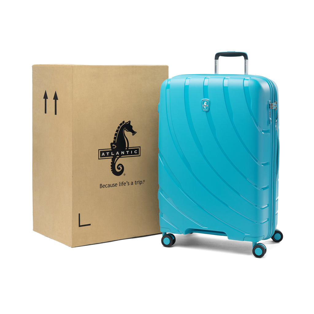 atlantic luggage box next to atlantic suitcase