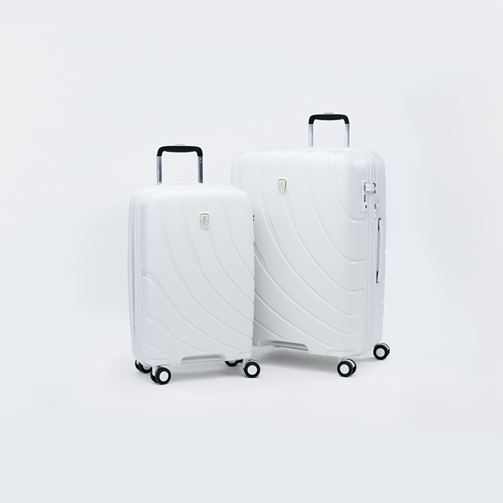pair of shell white luggage